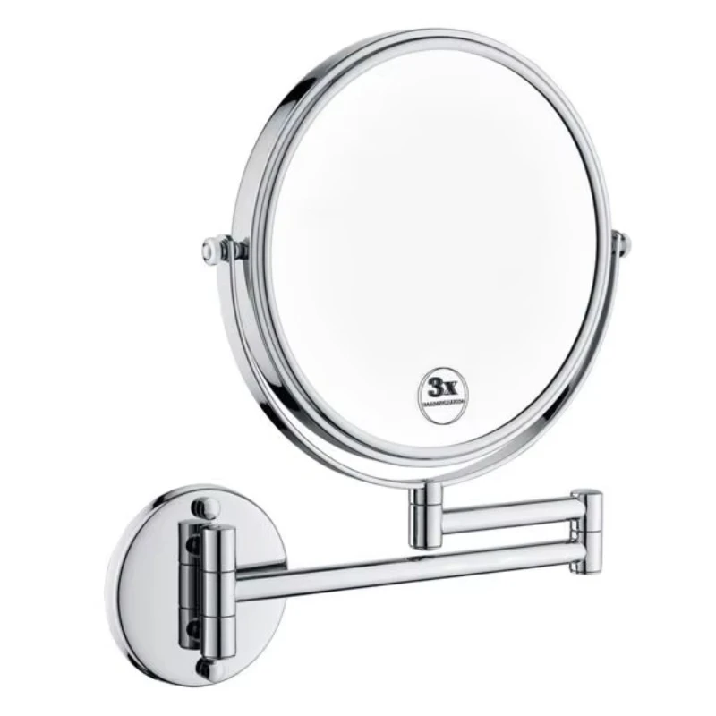 Double-sided LED wall-mounted magnifying cosmetic mirror for home use