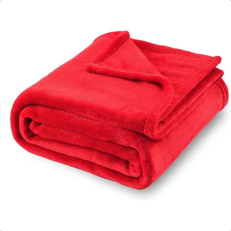 

Flannel Fleece Blanket Throw Size All Season Lightweight er Soft Cozy Blanket for Bed or Couch Classic Red 50x60 inches