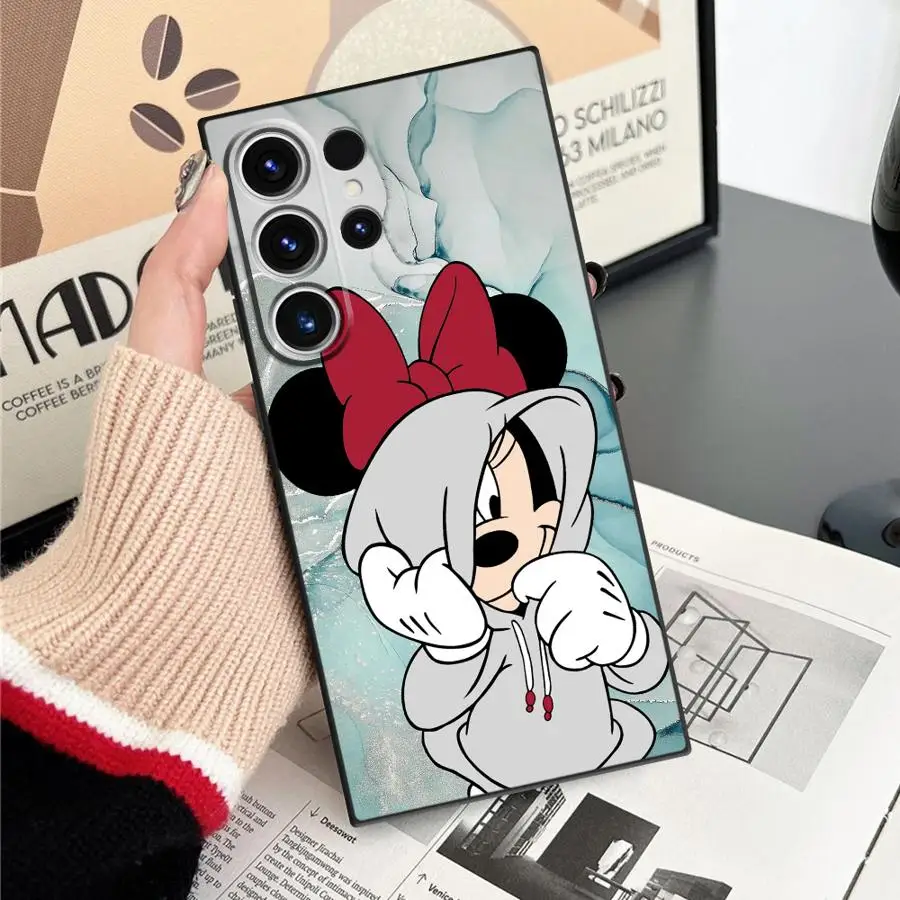 Disney mickey caso para samsung galaxy s25 borda s24 plus s21 fe s23 ultra s20 preto macio capa de telefone