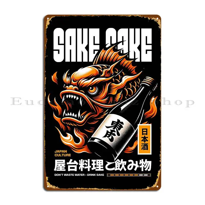Letrero de Metal personalizado de Sake V Nie, cueva de pared de Club de hierro, cultura callejera, Japón