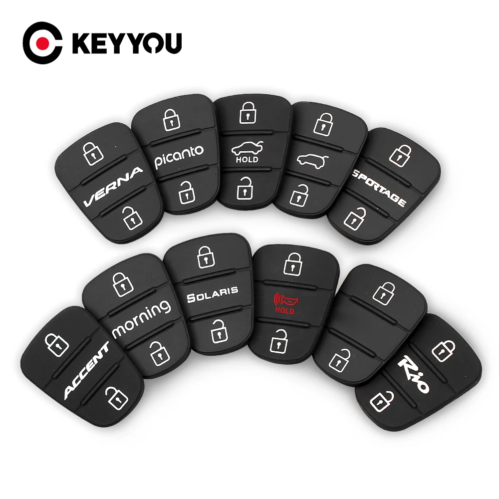 KEYYOU Chiave Dell\'automobile Borsette 3 Button Pad In Gomma Per Hyundai Picanto RIO Solaris Accent Tucson l10 l20 l30 IX35 Kia k2 K5 Rio Ceed