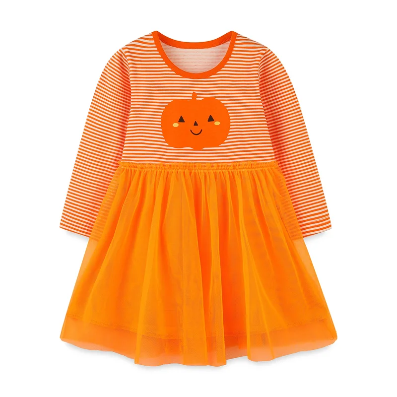 

Jumping Meters 2-7T Halloween Girls Dresses Pumpkin Print Autumn Spring Baby Clothing Mesh Skirt Party Kids Dresses Costume