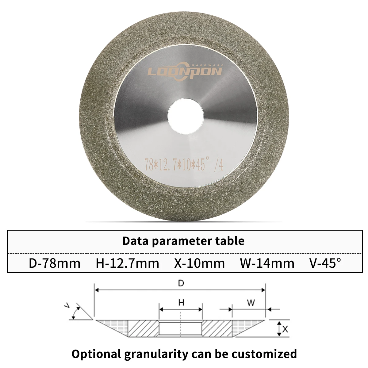 Loonpon 80 mm Diamant-Schleifscheibe, Schleifer, Kreisschärfer, Schleifscheibe für Hartmetall, Metall, Wolframstahl, Fräser – Detail 3