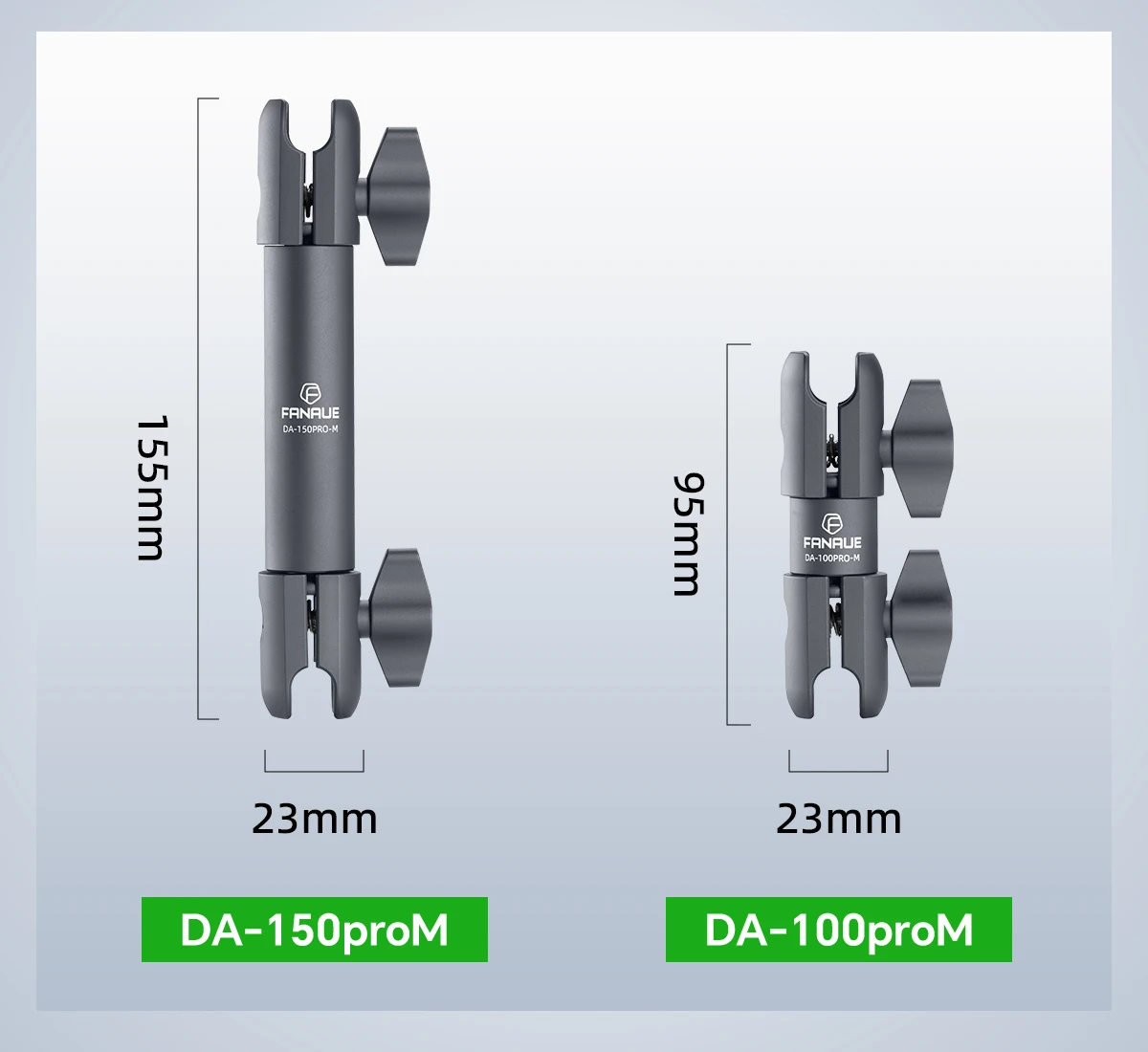 FANAUE Aluminium-Doppelsockel-Dreharm für 20-mm-Kugelkopf-Adapter für Gopro Insta360 Fahrrad- und Motorradkamera-Verlängerungsarm – Detail 10