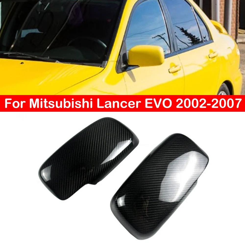 

For Mitsubishi Lancer EVO 2002-2007 Real Carbon Fiber Car Rearview Side Mirror Cover Wing Cap Exterior Door Rear View Case Trim