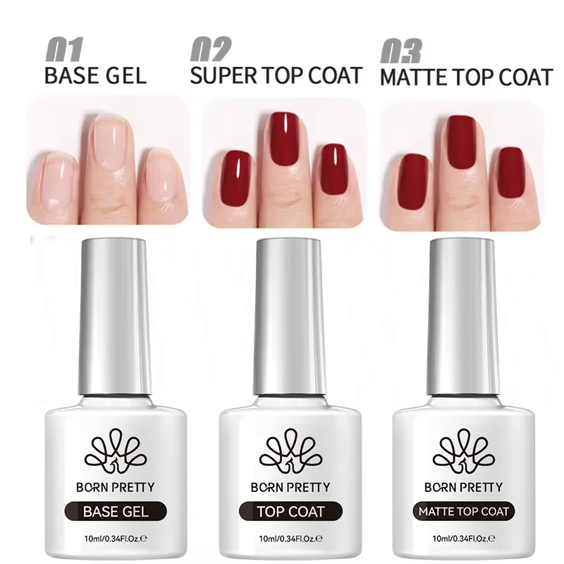BORN PRETTY 10ML Żel bazowy Super Top Coat Manicure Matowy lakier nawierzchniowy Półtrwały lakier żelowy UV Soak Off