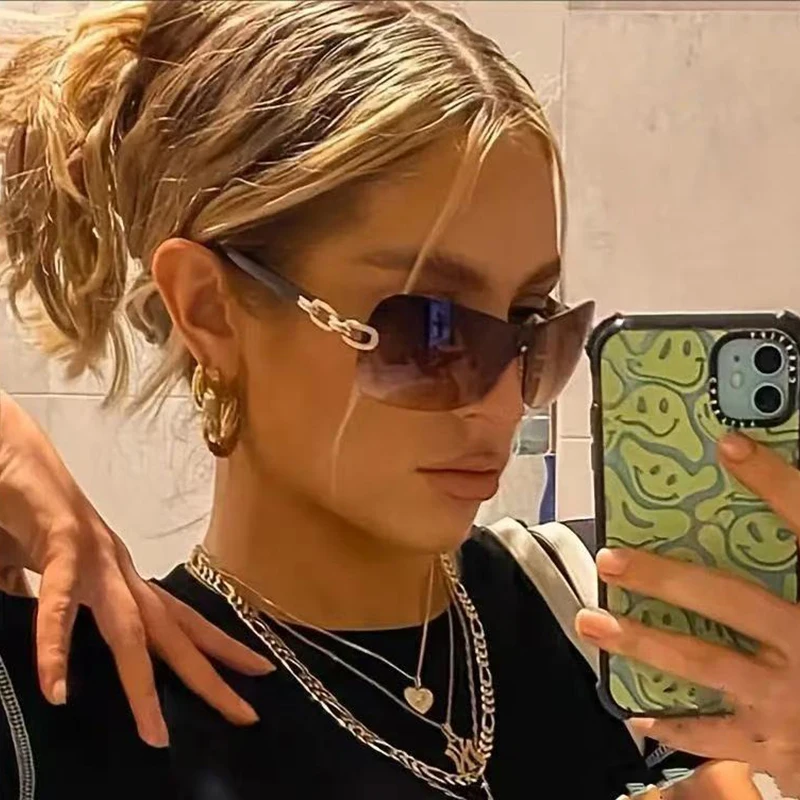 New One-Piece Sunglasses Retro Style Versatile Wrap Glasses Fashion All-in-One Sunglasses Women