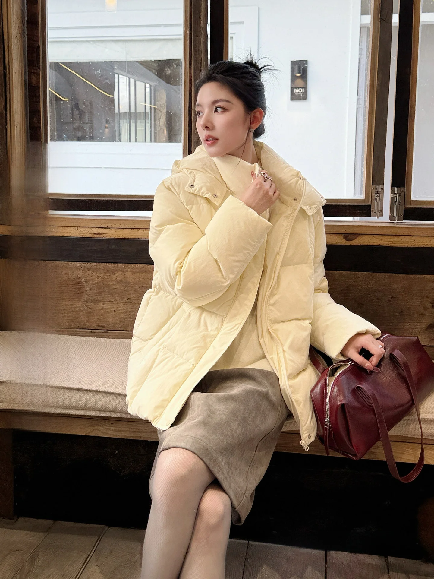 

Young Sle down Jaet Kangwen Extreme Cold 90 White Du down Hooded Yellow Bla Women's Winter Coat Warm Thi Korean Sle