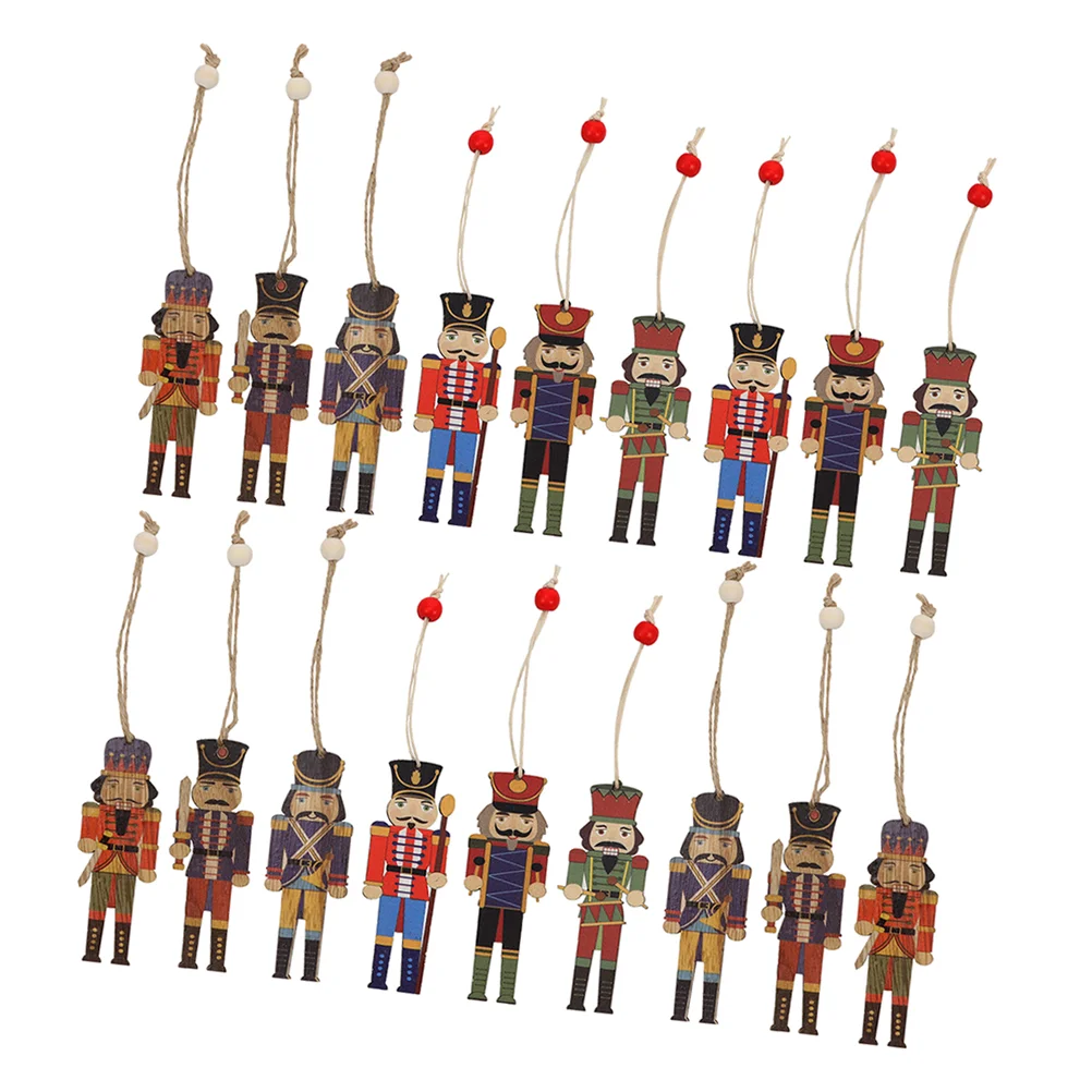 

18 Pcs Decorations Walnut Soldier Pendant Child Outdoor Kids Nutcracker Wooden Christmas