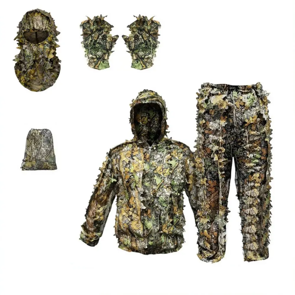 Lightweight 3D Leaf Ghillie Cloak Breathable Camouflage Suit For Hunting Birding Outdoor Photography Concealment Apparel