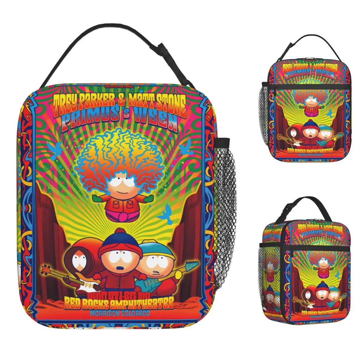 

Lunch Bag For Women Southes Cartoon Parks Print Lunch Box Vintage Picnic Cooler Bag Portable Zipper Oxford Thermal Lunch Bags