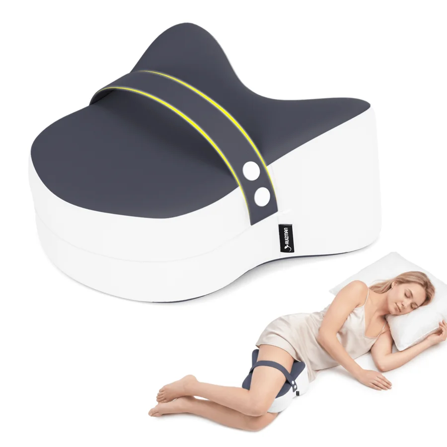 1pc Memory Foam Leg Pillow, Streamlined Grooved Design Leg Pillow, Contoured To Leg Curves, Ergonomic Knee Pillow, With Adjustab