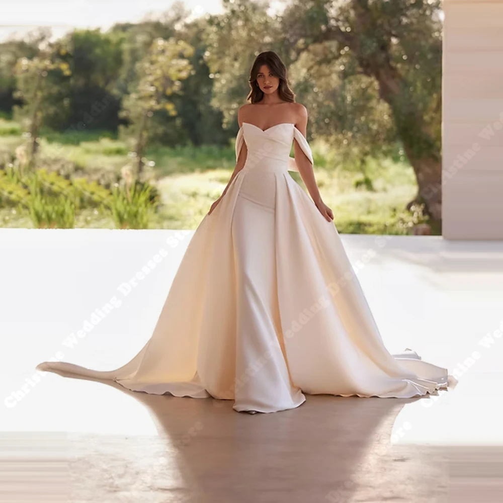 

Elegant A-Line Women Wedding Dresses Off Shoulder Bride Gowns Mopping Length Engagement Banquet Princess Vestidos De Novias 2025