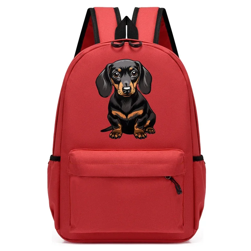 Cartoon Dachshund Dog Graphic School Bag para crianças, mochila infantil, mochila de estudante de jardim de infância, mochila, meninos, meninas, moda