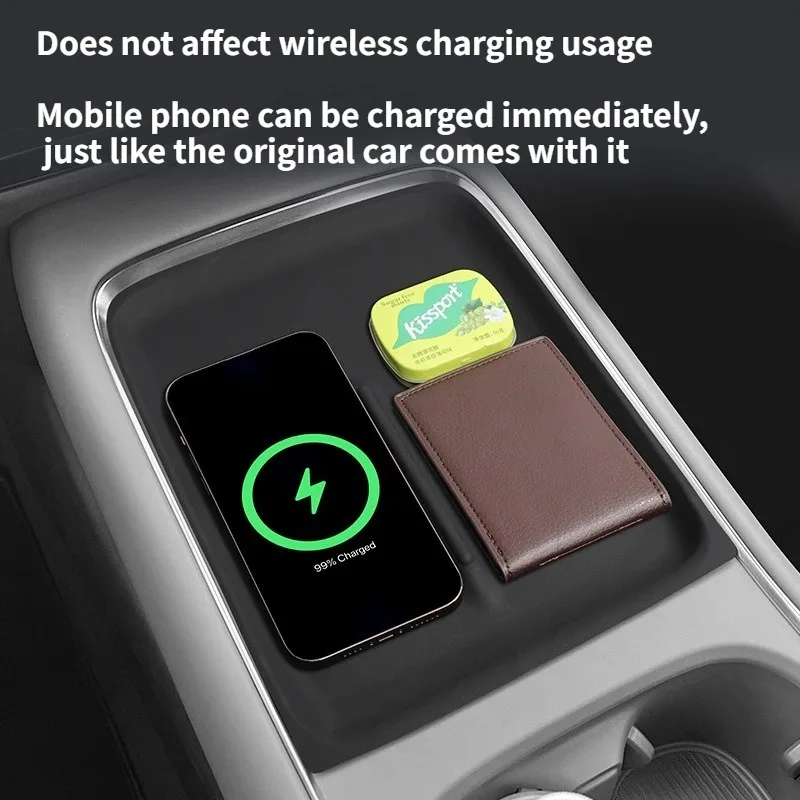 Für Xpeng P7+ 2024-2026 Auto Mittelarmlehnen-Aufbewahrungsbox Kabelloses Laden Silikon-Pad Untere Aufbewahrungsbox Ablage Auto-Zubehör – Detail 2