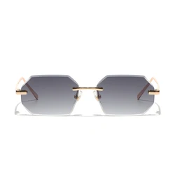 Ruiao Sunglasses Men Brand Designer Fashion Rimless Sun Glasses Shades Diamond Cut Lens Ladies Frameless Metal Eye glasses