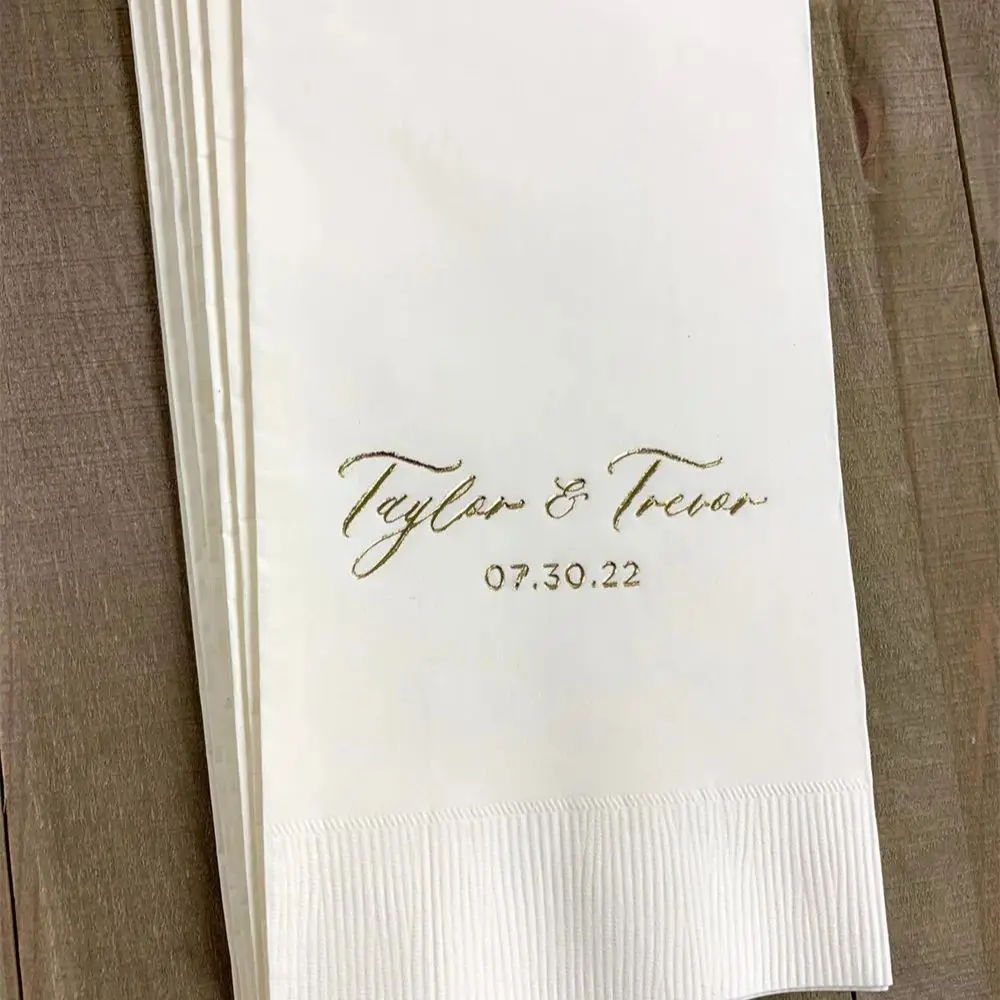 

50 Personalized Guest Towels Dinner Napkins Wedding Hostess Gift Monogram Monogrammed Custom Printed Paper Hand Towels