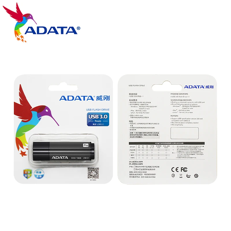 ADATA محرك فلاش USB S102 Pro USB 3.1 بندريف 16 جيجابايت عالي السرعة قرص U صغير قلم محرك U عصا ذاكرة USB عصا