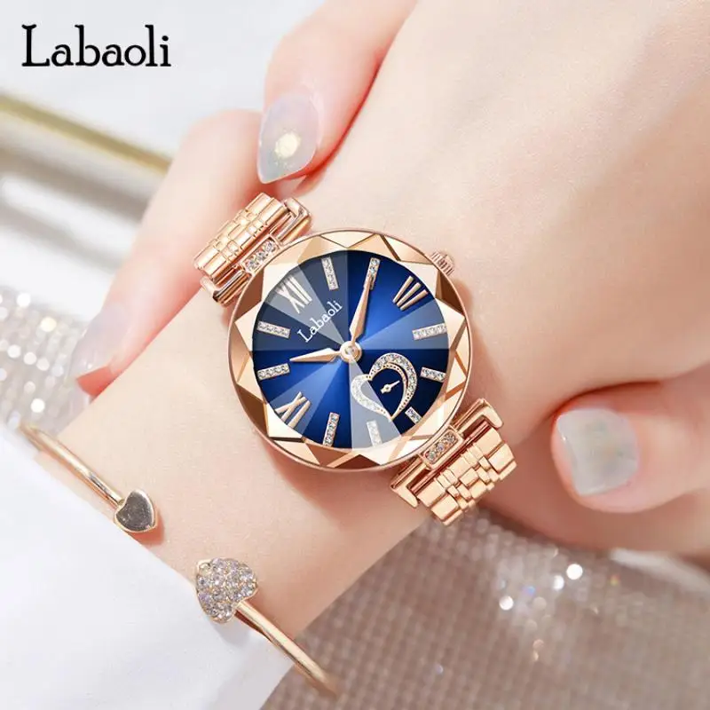 LABAOLI Luxury Ladies Wrist Watch Dropship 2023 New Arrival Unique Stainless Steel Rose Gold Rhinestone Women Watch Female Clock