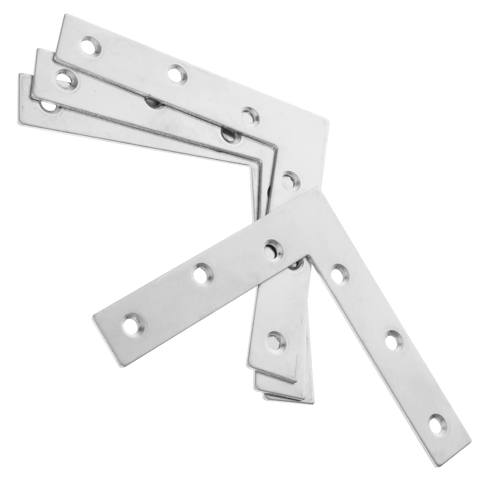 4Pcs L-Shaped Angle Brackets Stainless Steel Flat Corner Brace for Wood Cabinet Shelf Support Heavy Duty Metal Mending Plates