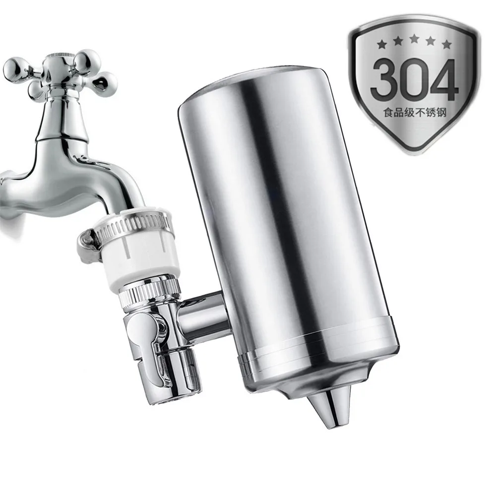 

Кухонный фильтр для воды из пищевой нержавеющей стали 304 с системой очистки, прочный, поглощающий остаточный хлор, для крана/смесителя