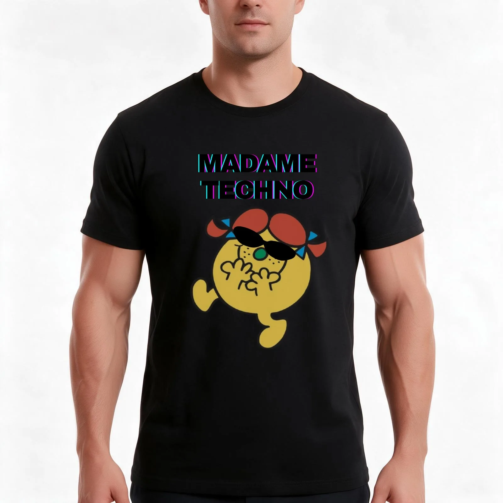Madame Techno Fun Icon For Electronic Music Fans T-Shirt, Summer Casual Cotton Tee, Oversized Streetwear Tops, Unisex Men Women