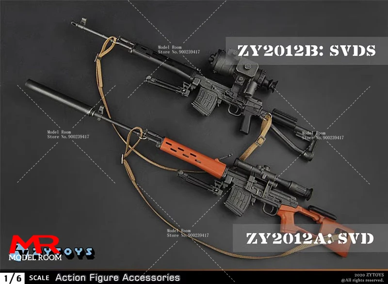 ZYTOYS ZY2012 1/6 SVD SVDS Sniper Rifle Gun Model 20cm Plastic Weapon Scene Accessories Props for 12