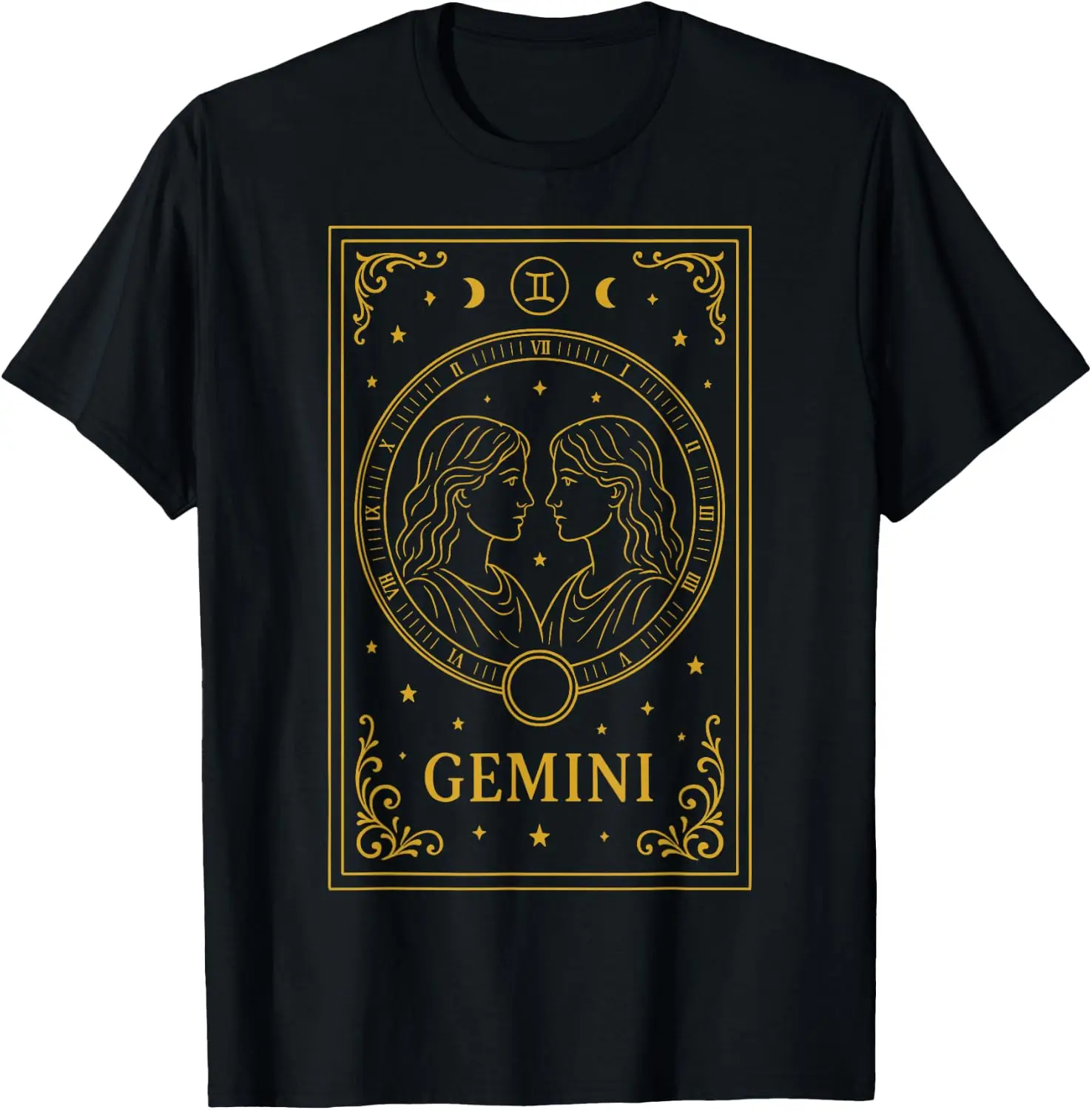 Gemini Tarot Card T-Shirt 100% Cotton Trendy Y2K Short-Sleeve Tee-Soft, Quick-Drying, Moisture-Wicking; Ideal Sports Casual