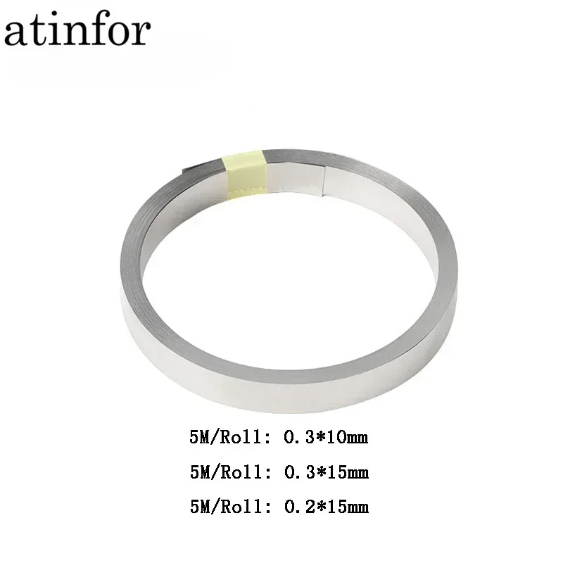 atinfor Nickel Plated Strip Tape for Li 18650 Battery Spot Welding Compatible For Spot Welder Machine 5M 10/15mm x 0.3mm