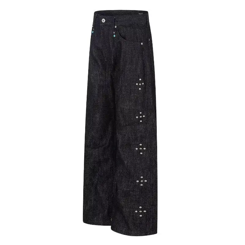 American Style Wide Leg Jeans Casual Washed Outfit Matching Loose Fit Long Pants Spring Autumn Straight Cut Loose Fit Jeans