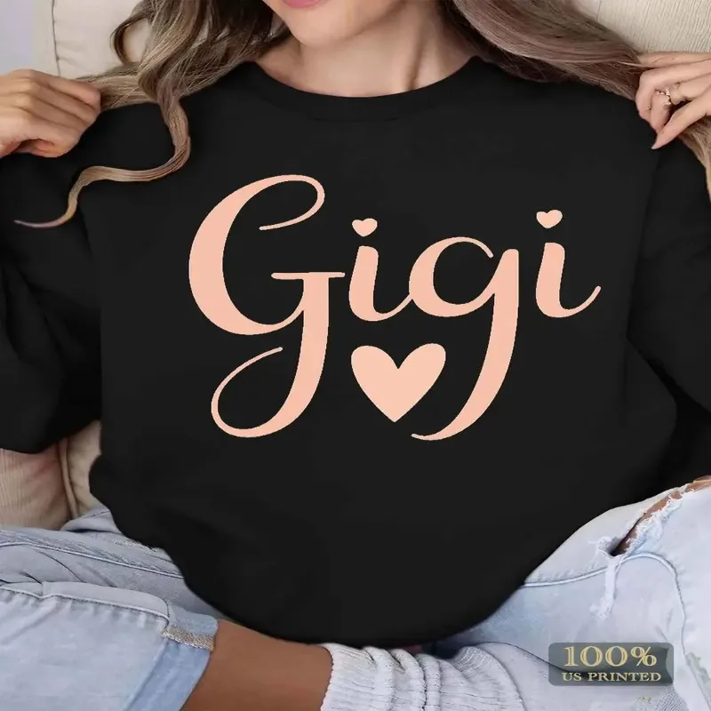 

Fall Winter Heart Women Plus Size Sweatshirt Home Relaxation Cozy Gigi Soft Pure Cotton Long Sleeve Round Neck Streetwaar