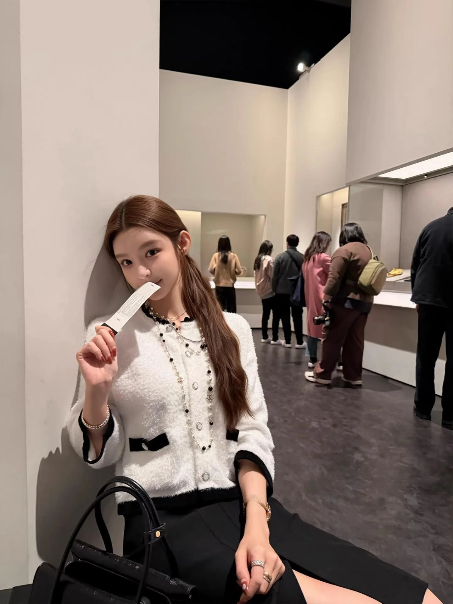 

Soft Lazy Style Knitted Sweater Spring Autumn Seven-Quarter Sleeve Color Block High-End Korean Version Open Cardigan Top for ...