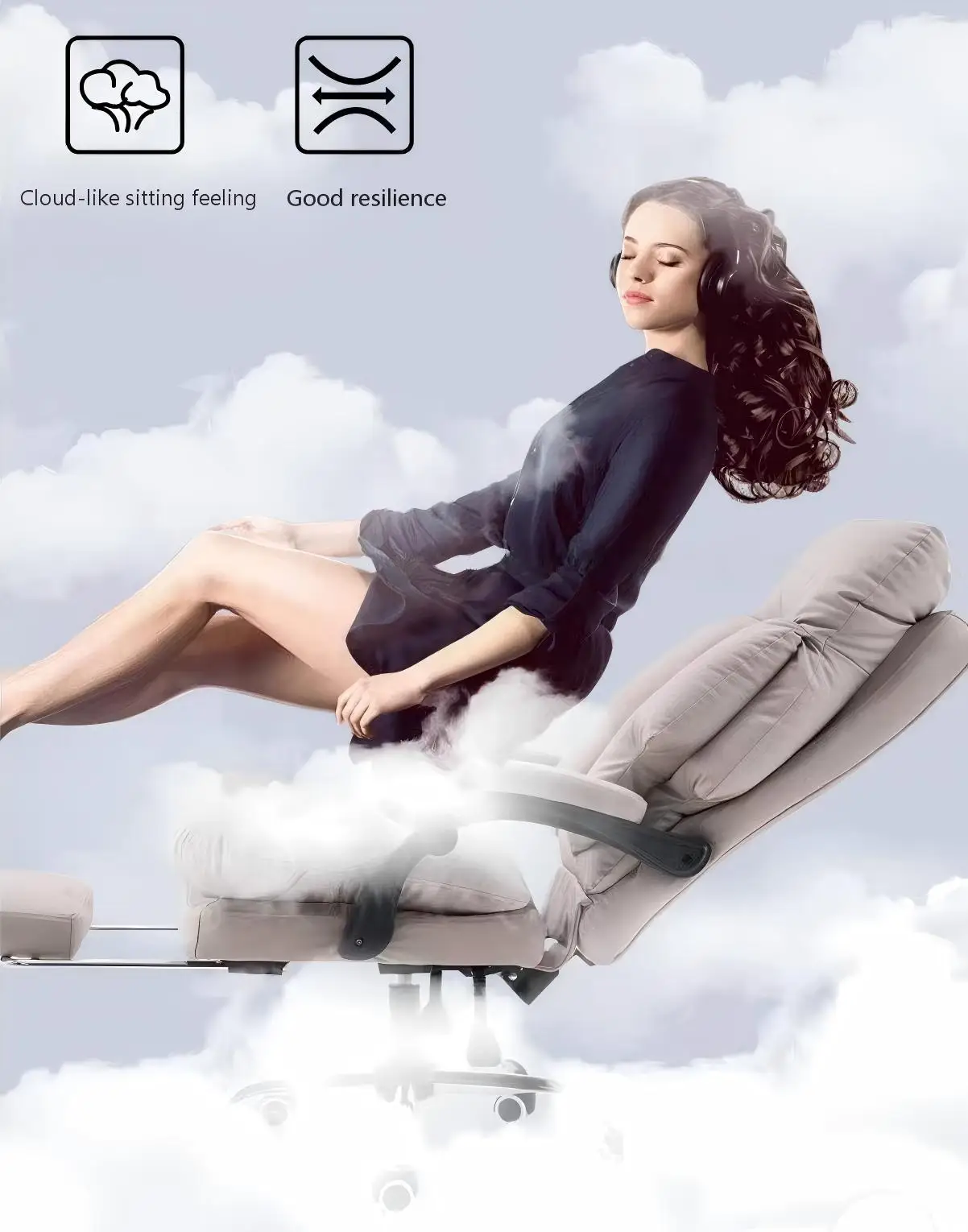 High back executive style thick cushion seat cushion reclining function manager office conference chair
