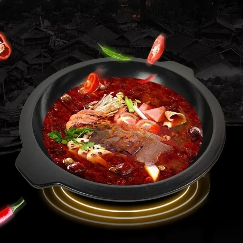 

Высокотемпературная кованая железная раковина с двумя вкусами, коммерческая электрическая керамическая плита, кастрюли для тушения для приготовления пищи