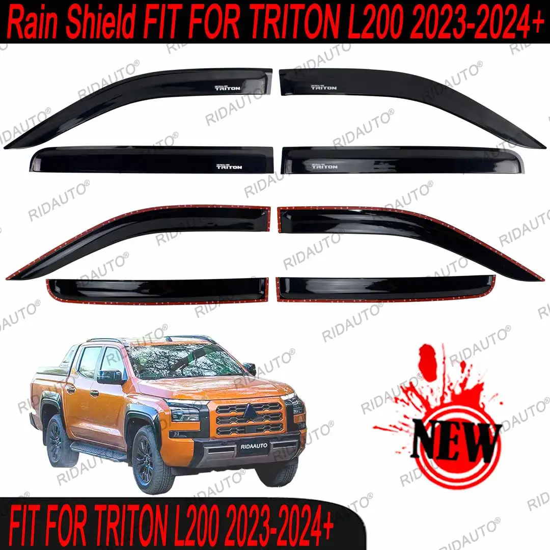 Window Visor Deflectors Rain Guard For MISUBISHI TRITON 2023 2024 Accessories Double Cab Truck Black Car Rain Side Door Visor