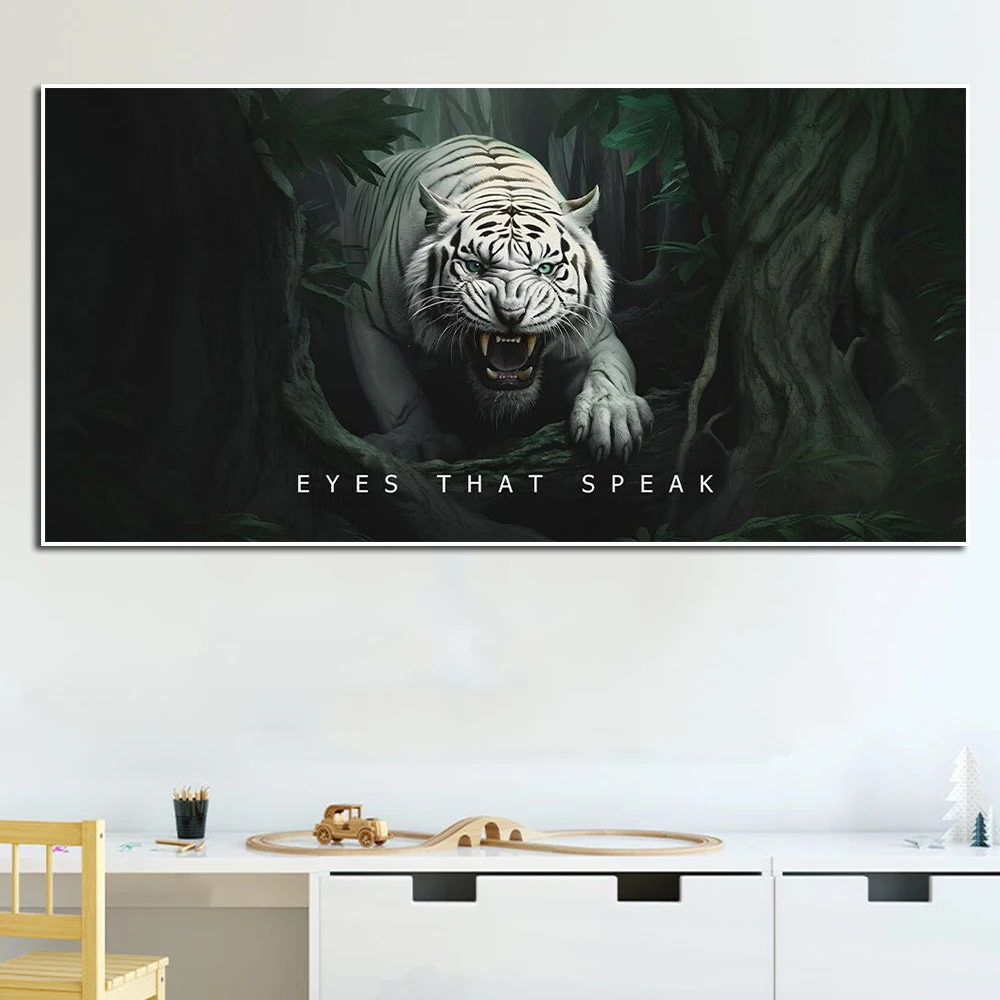 

Animal Portrait Motivational Quote Canvas Painting Tiger Jungle Poster Print Wildlife Inspirational Wall Art Living Room Decor