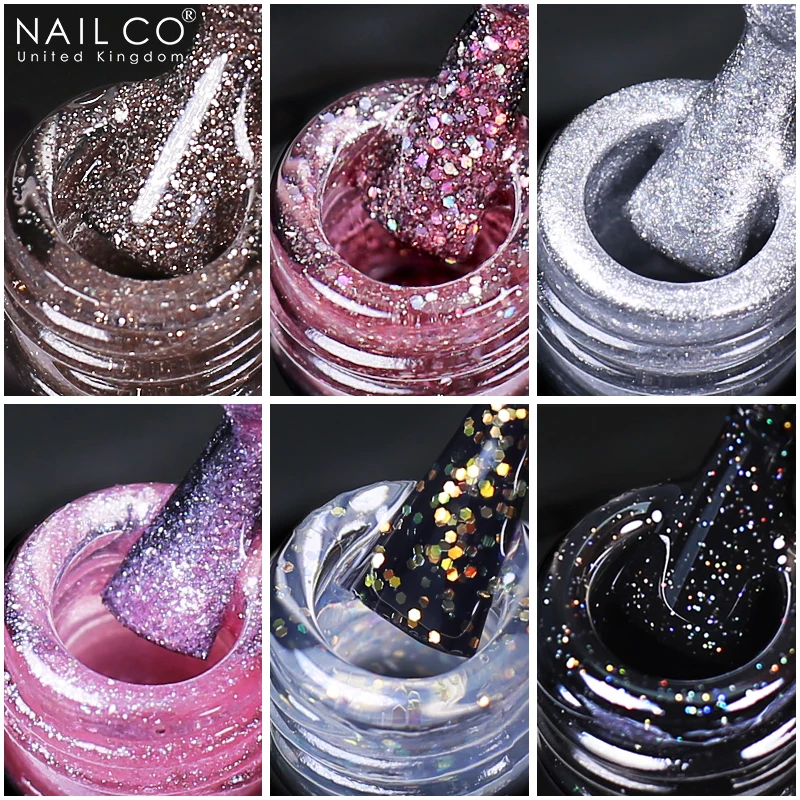 NAILCO 15ml Colorful Fine Shimmer Glitter Soak Off Gel Nail Polish Neon Fluorescent UV LED Gel Varnishes Nail Art Manicure DIY