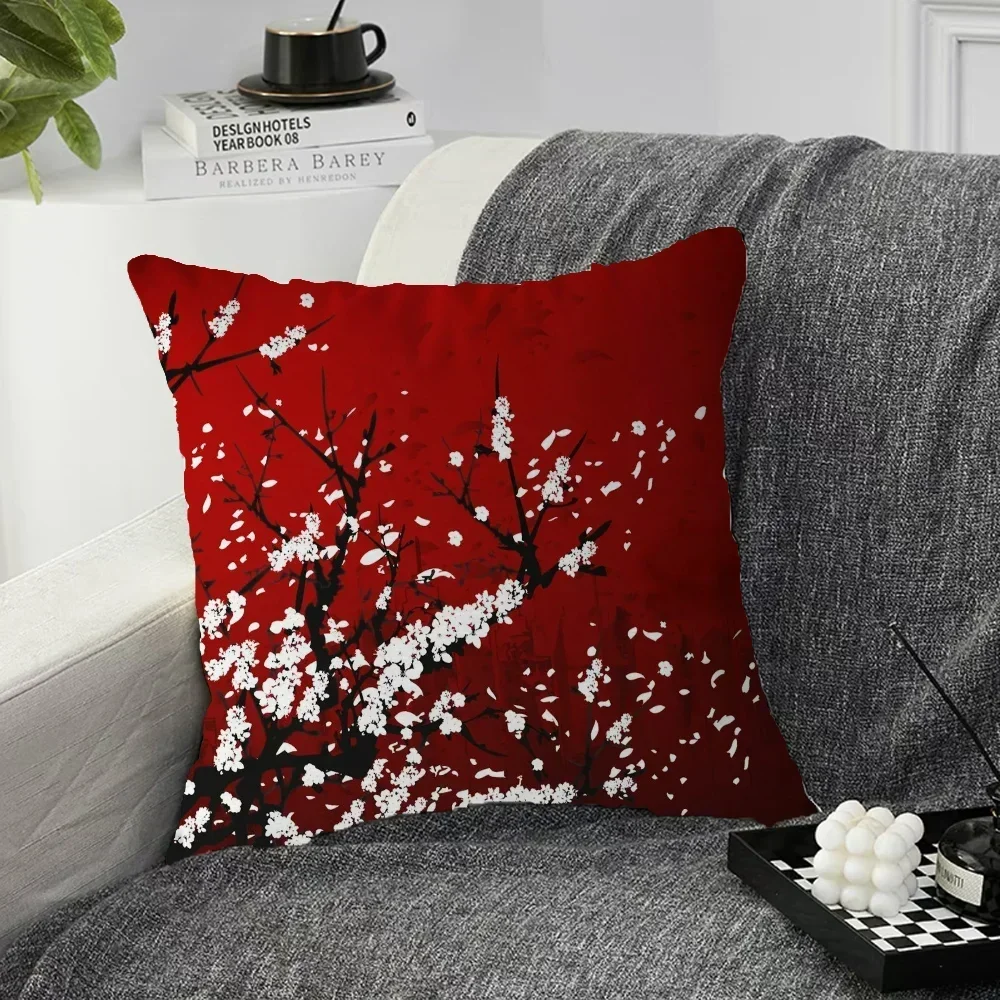 Cushion Cover 45x45 Cushions Covers Japanese Cherry Decorative Pillowcases Covers for Bed Pillows Home Decor Pillowcase 45*45