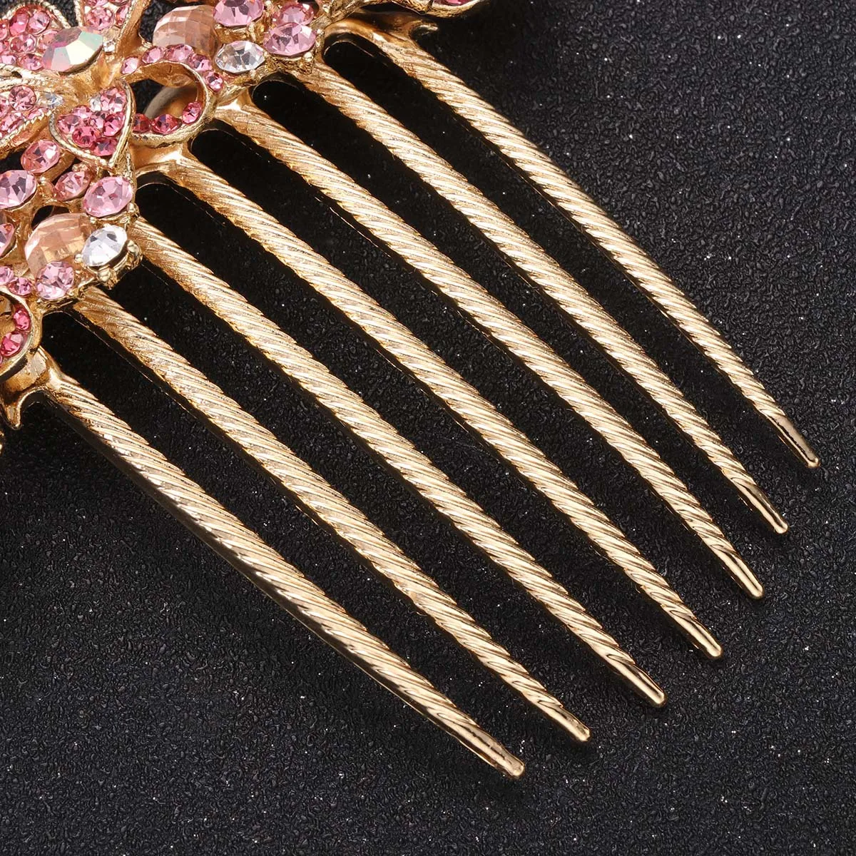 Rhinestone Hair Comb Pink Crystal Elegant Hairpin Women Headpiece Wedding Party Hair Accessories Rhinestone Headdress