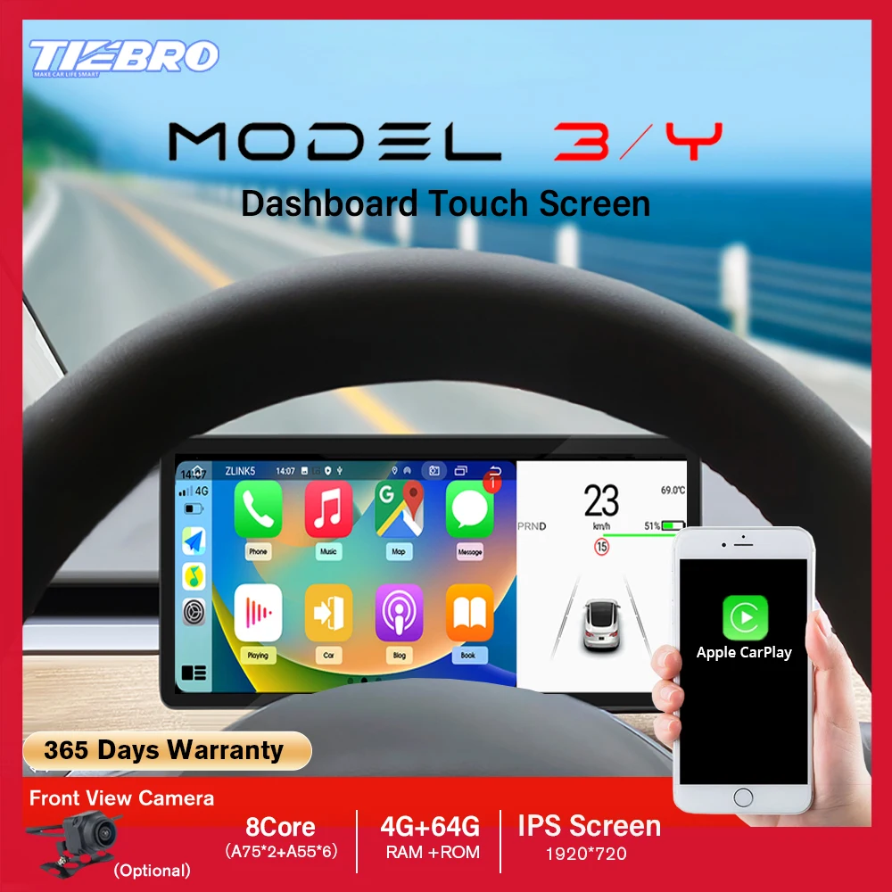 

TIEBRO For Tesla Model 3 Y Displayer Center Console 10.25 inch Dashboard IPS Touch Screen Andriod Wireless Carplay Android Auto