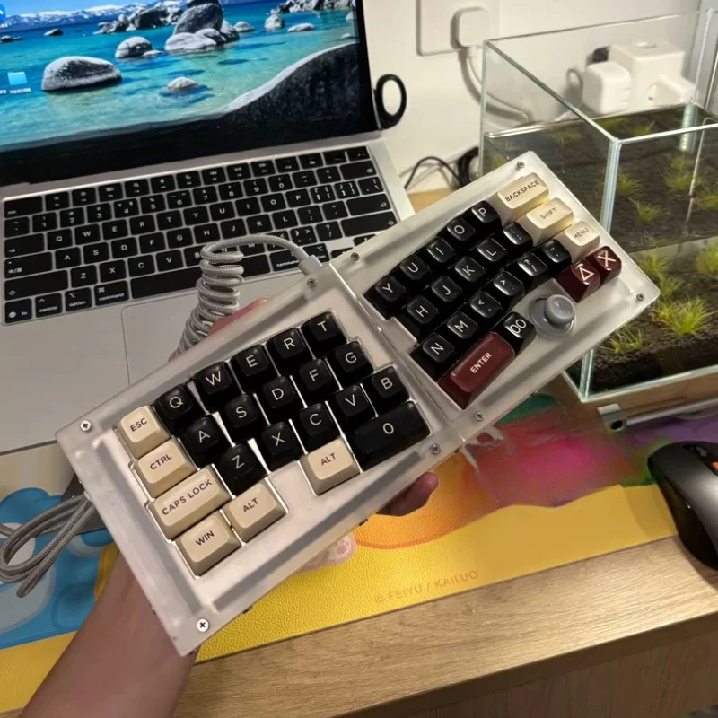 40% Alice Libra Mini Keyboard Kit Customized Planck Layout Wired Hot Swap Acrylic Shell Support QMK VIA Office Gaming Keyboard