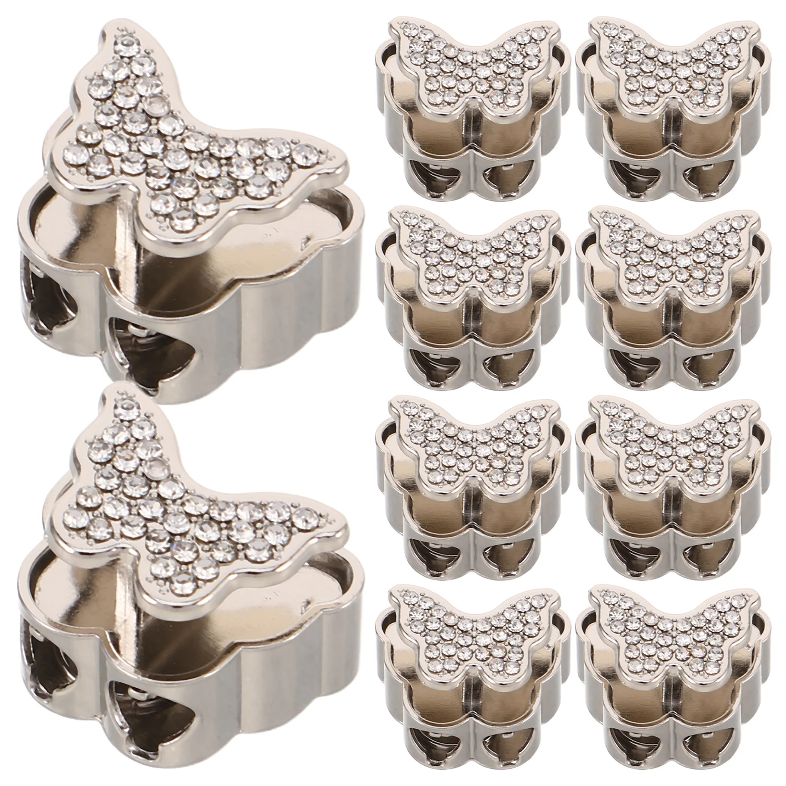 

20pcs Down Jacket Parka Cord Locks Metal Butterfly Slide Buckle For Drawstring Stopper Fastener Clothing Backpack Shoe Lace