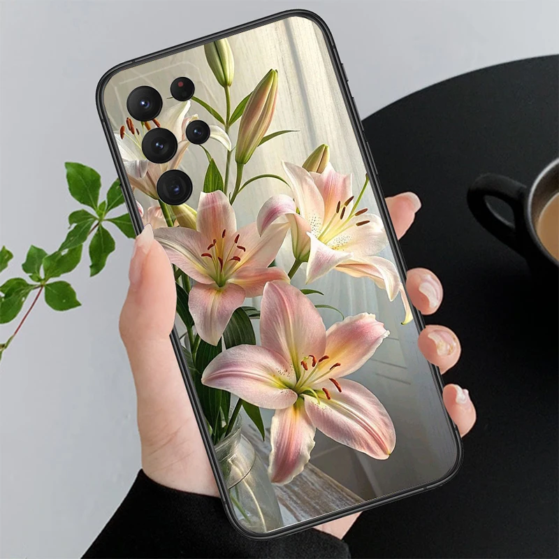 زهرة الزنبق قضية الهاتف لسامسونج غالاكسي A55 A16 A56 A36 A23 A35 A15 A53 A54 A33 A34 A25 A05S A52 A52S A14 A13 A71 #5