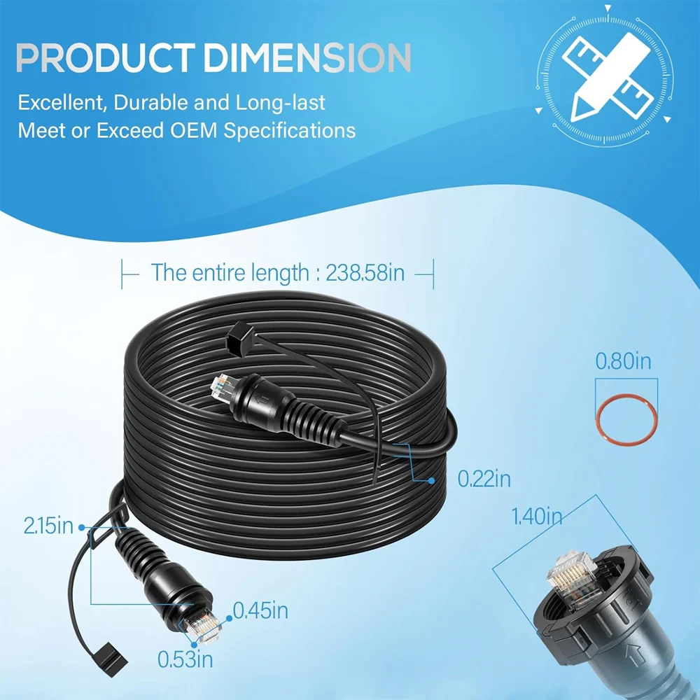 010-11425-10 Marine Network Cable for Garmin RJ45, Network Ethernet Cable for GMM 150/170/190 Marine Monitor ECHOMAP UHD/Ultra