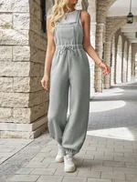 2026 Spring New Casual Drawstring Waist Pocket Overalls Women's Loose-Fit Jogger Jumpsuit for Daily Commuting - Image 4