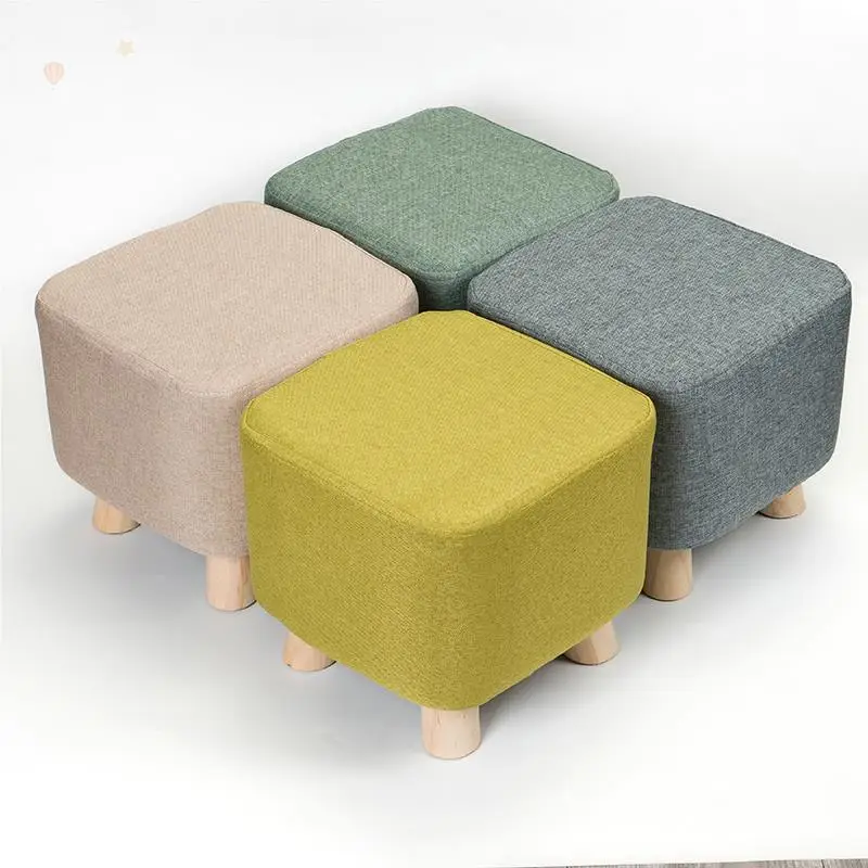 Thiened Linen Small Cloth Cover Simple Faion Home Low Stool Pure Color Square Stool Cover Fine Linen Chair Pad Cuion