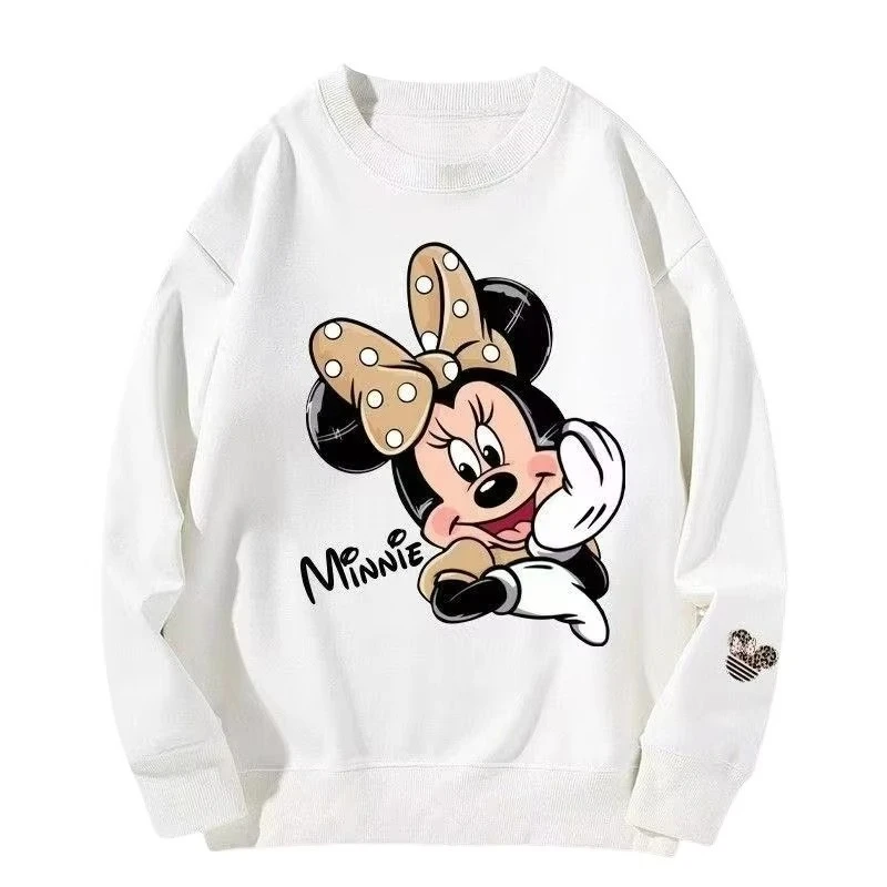 

Осенне-зимняя женская спортивная одежда с длинными рукавами и принтом Минни Диснея, мягкий топ из чистого хлопка с круглым вырезом и круглым вырезом