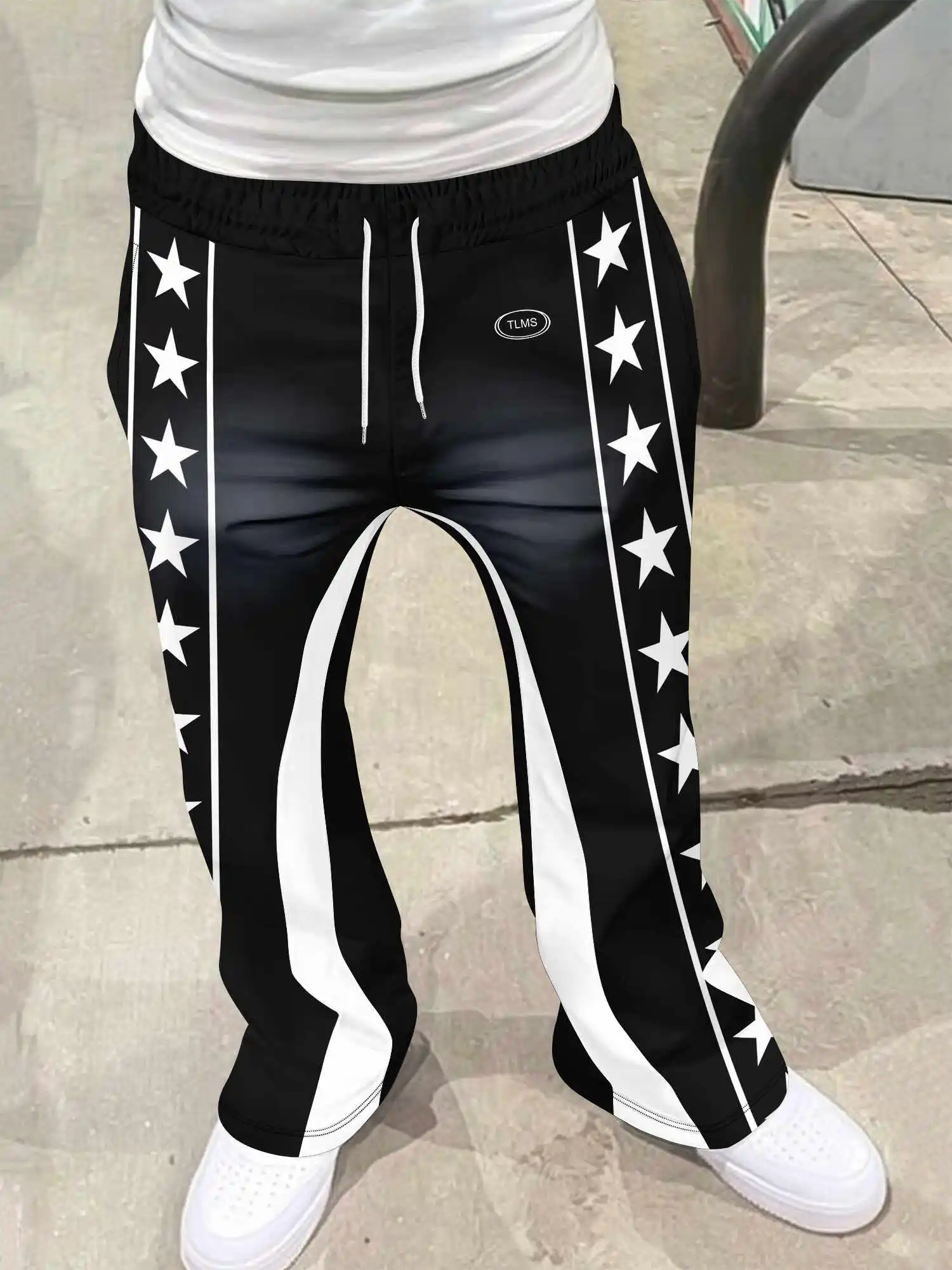 

Y2k Flared Pants Men Loose 3D Print Trousers Casual Sweatpants Mid Waist Sporty Female Clothes Streetwear Hip Hop Vintage Pants