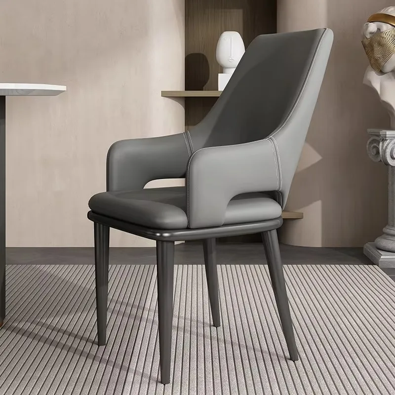 High Back Hotel Restaurant Designer Metal Italian Nordic Leather Outdoor Dining Chairs Modern Luxury for Table and Chair Room view 4