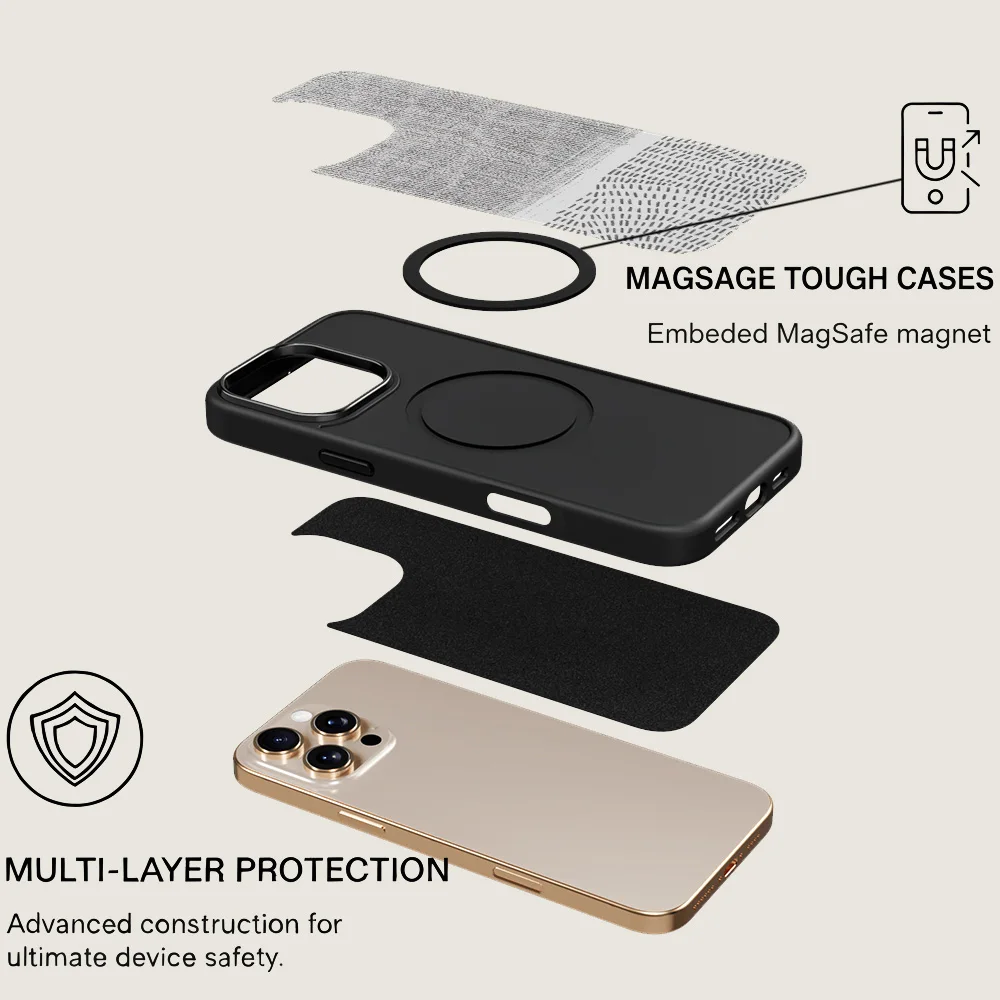 حافظة هاتف مغناطيسية لهاتف آيفون 17 16 15 14 13 12 11 16e Air PRO Plus طباعة نمط غطاء صلب لامع مقاوم للصدمات #4